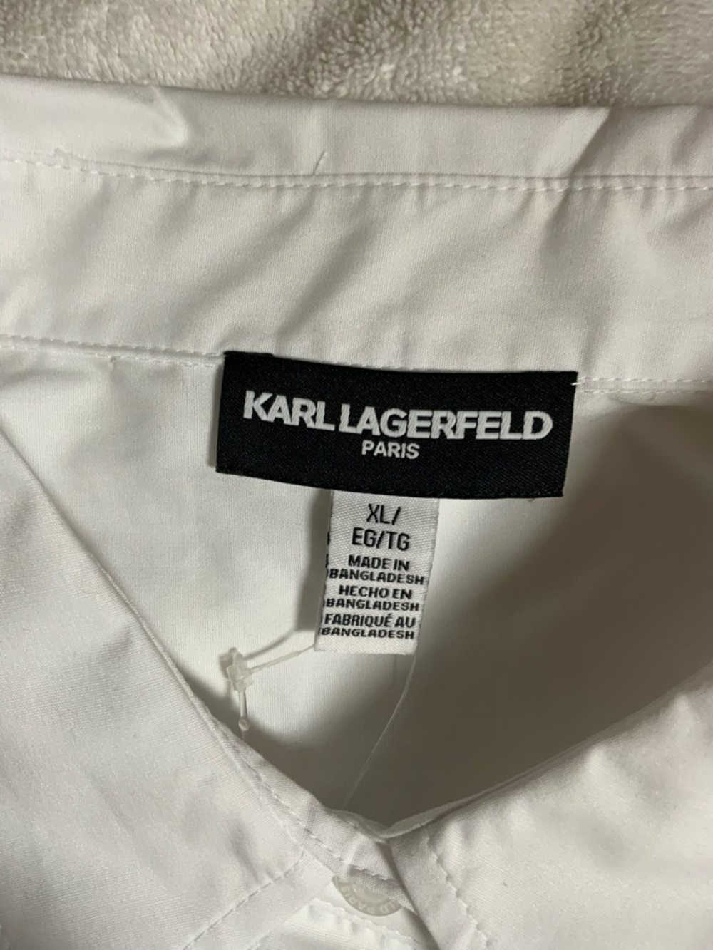Karl Lagerfeld White Button-Up Shirt with Black Logo Tag - Picture 4 of 7
